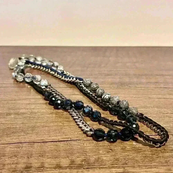 Chloe and Isabel | Multi-wear Navy and Silver Tone Wrap Bracelet/ Necklace - Picture 3 of 4